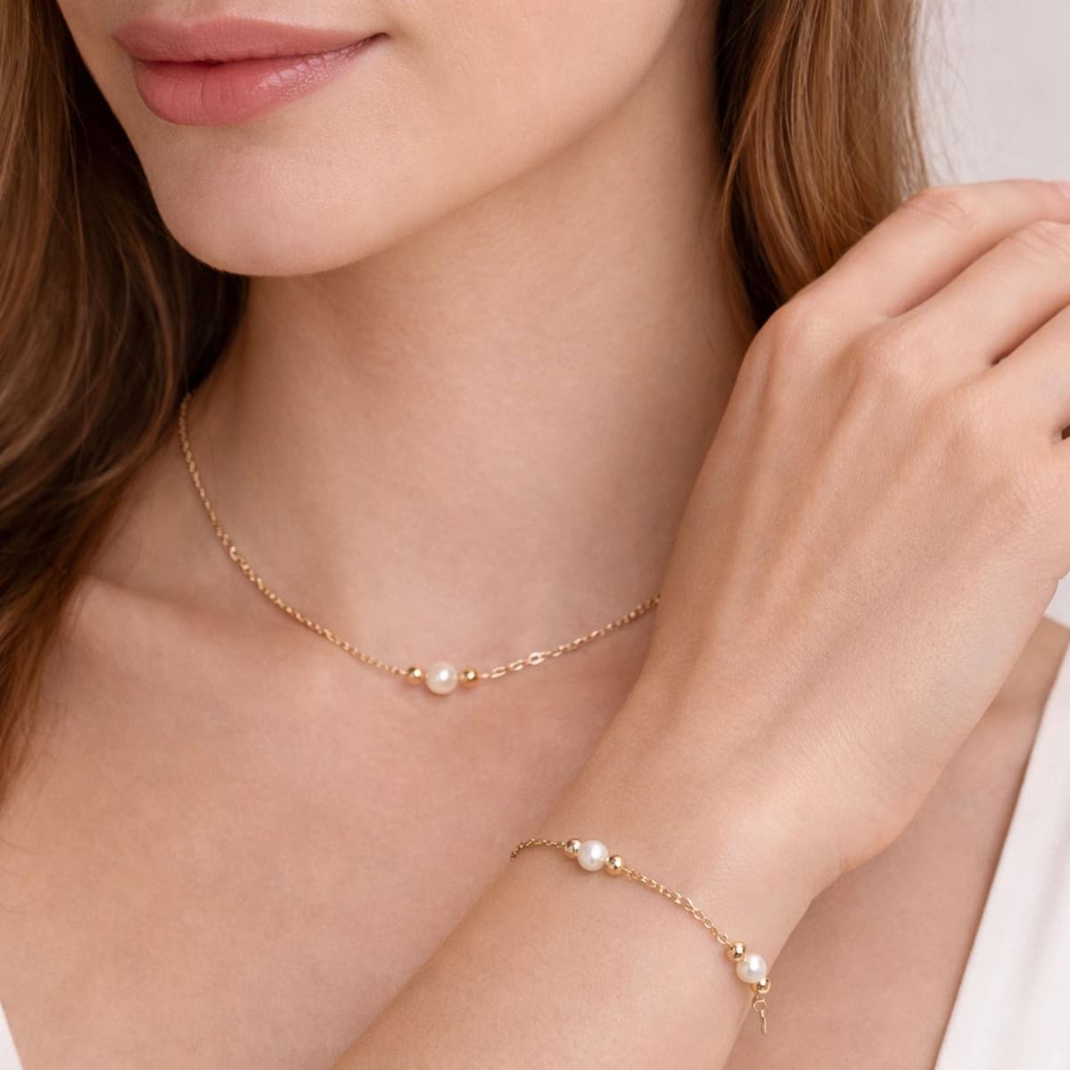 Freshwater Pearl Necklace - Dainty Choker, Gold Chain | Kreths Pearl Jewelry